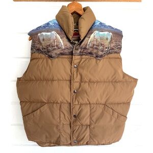 Vintage MILLER Goose Down Puffer Vest with Horse Images - M